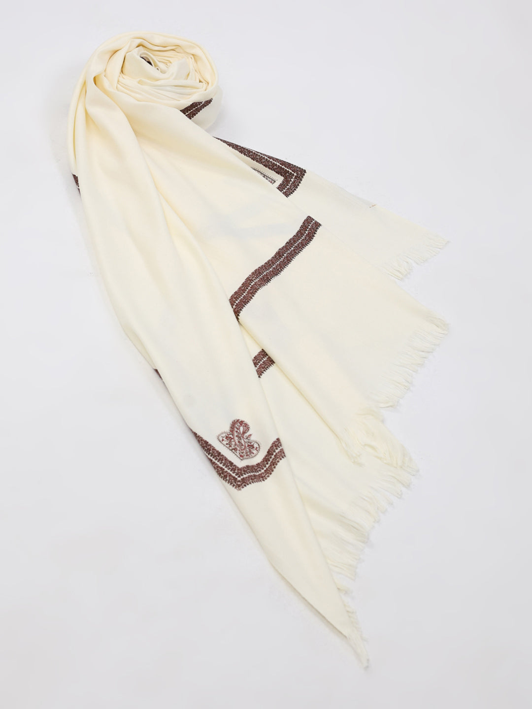 Men White Solid Wool Blend Lohi Shawl