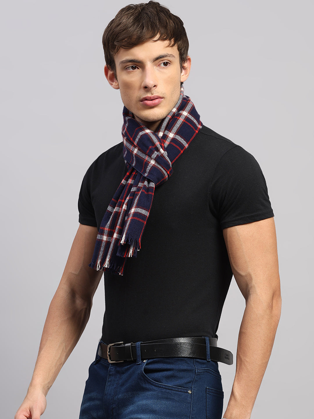 Men Multicolor Self Design Wool Muffler
