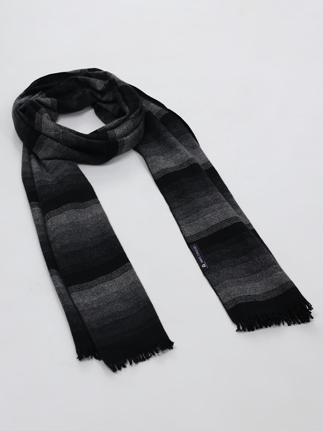 Men Black Self Design Wool Blend Muffler