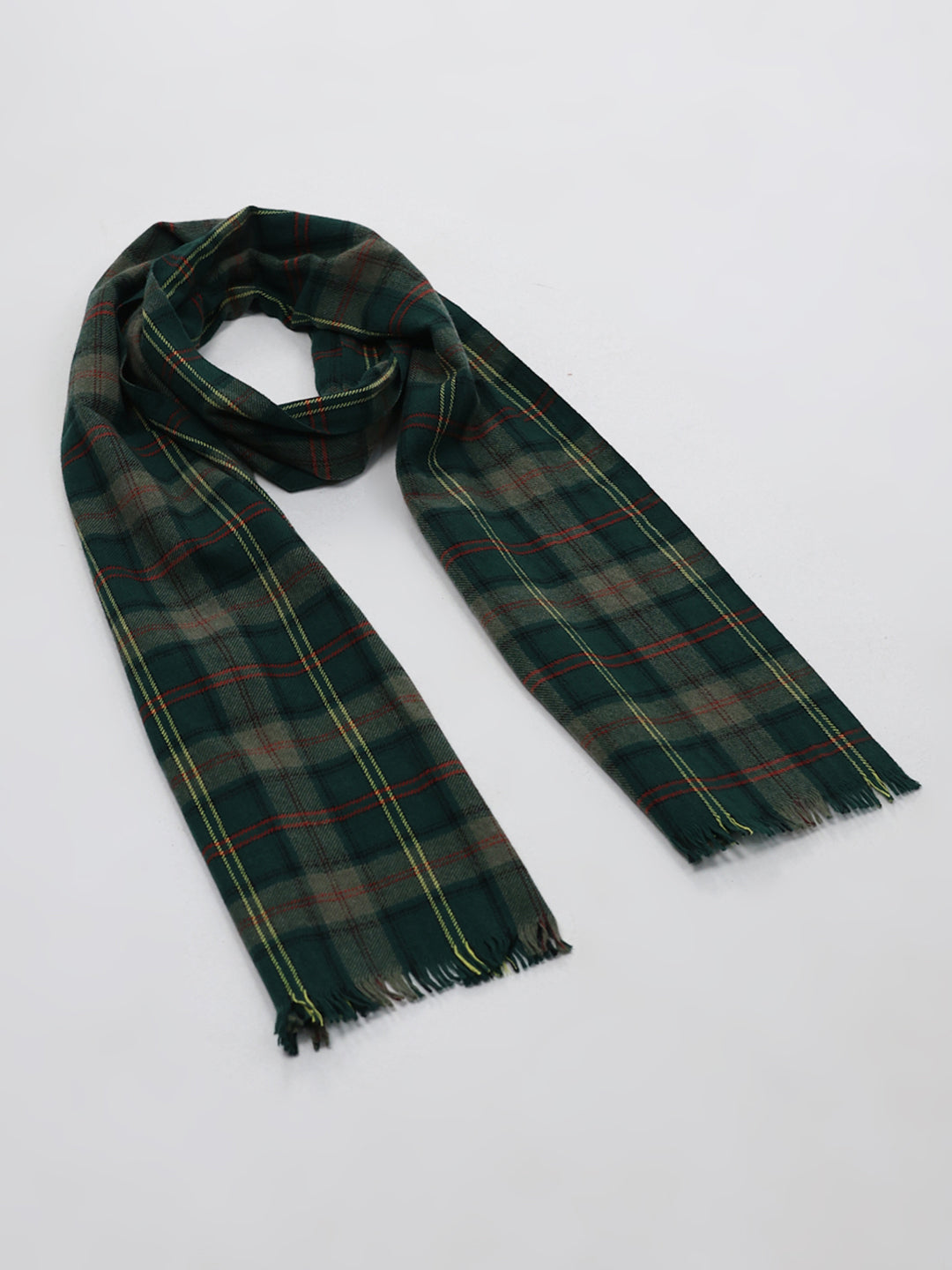 Men Green Self Design Wool Blend Muffler