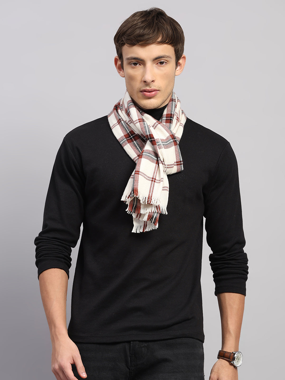 Buy Men Multicolor Self Design Wool Muffler Online in India