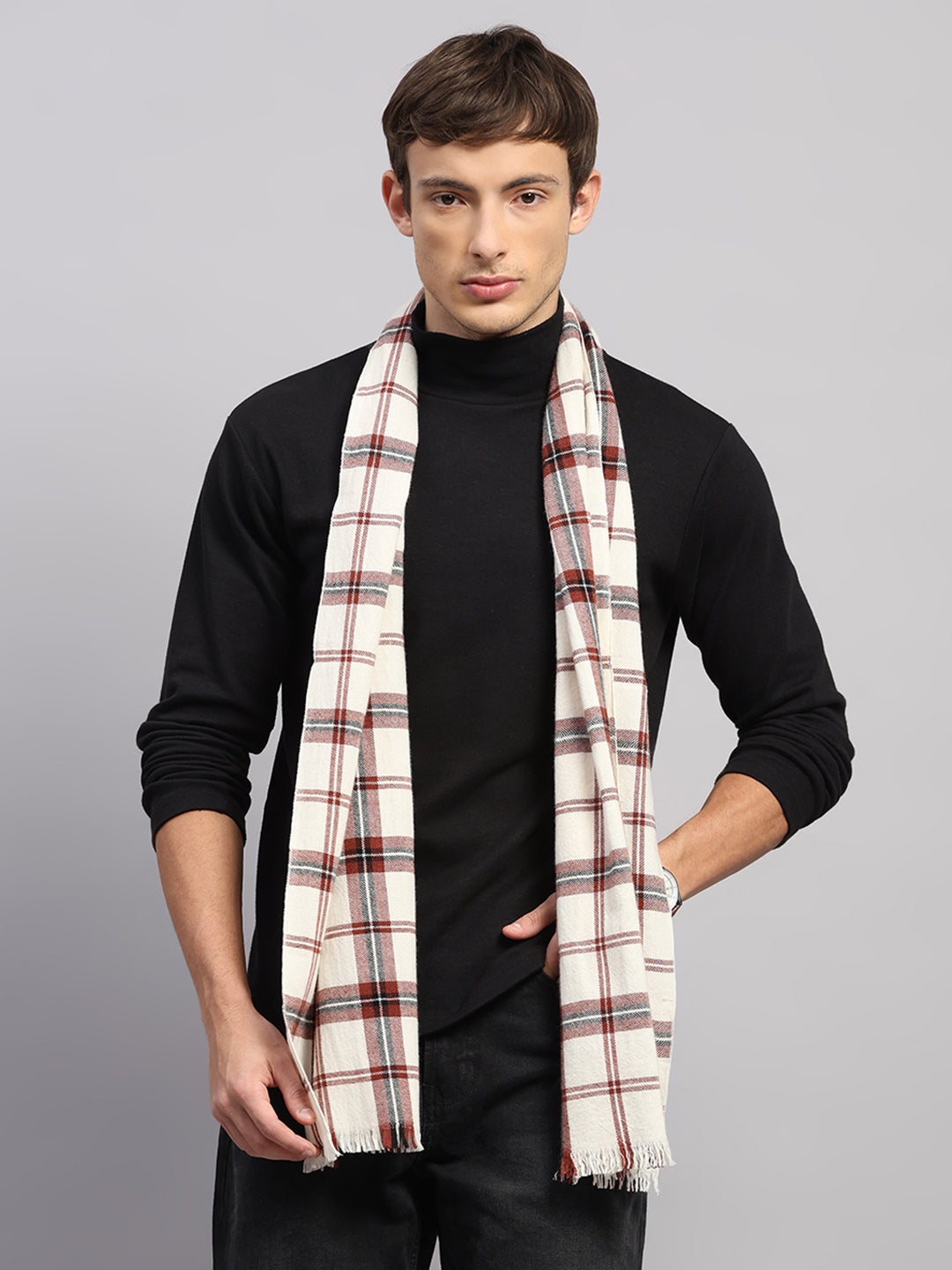 Men Multicolor Self Design Wool Muffler