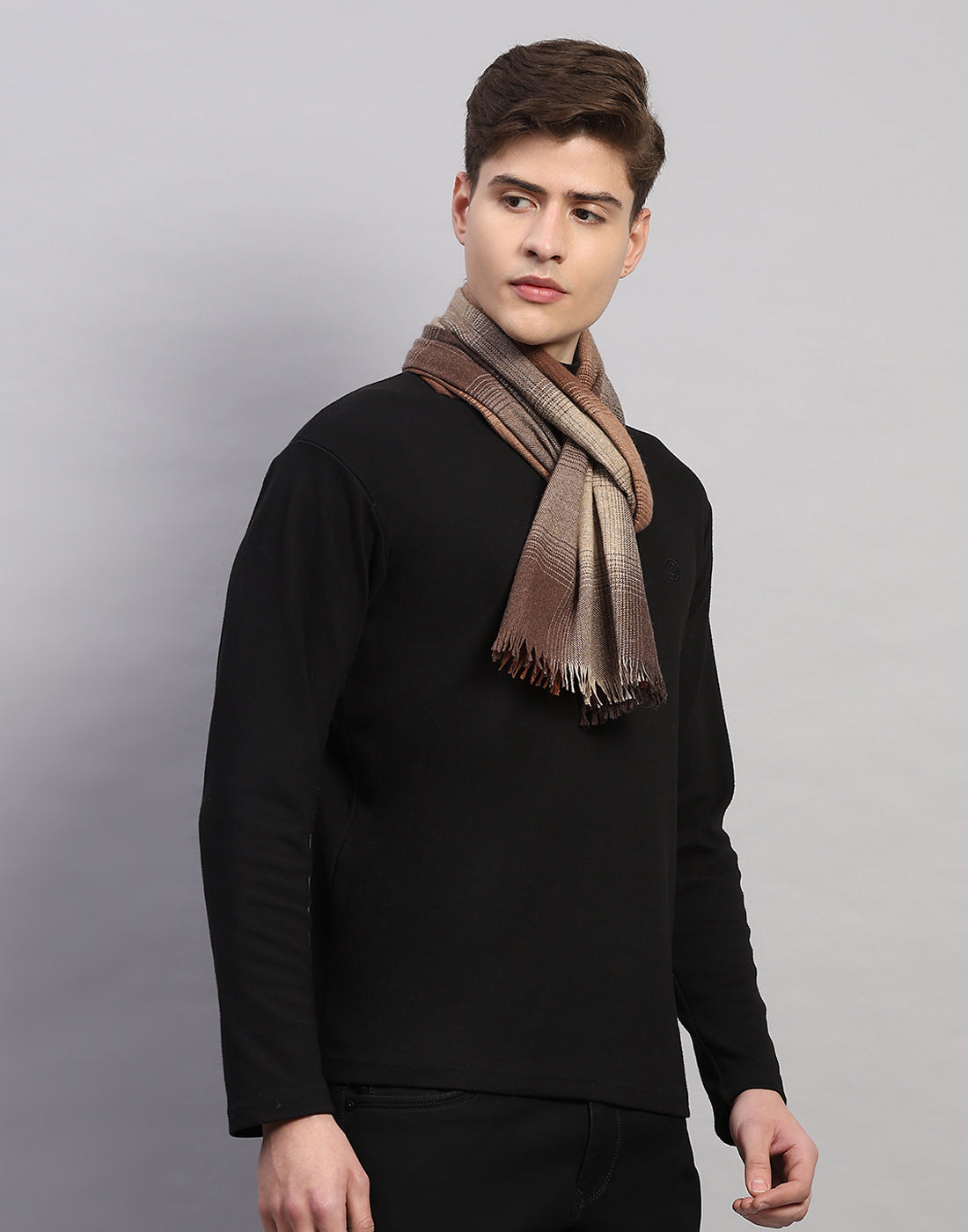 Men Multicolor Self Design Wool Muffler