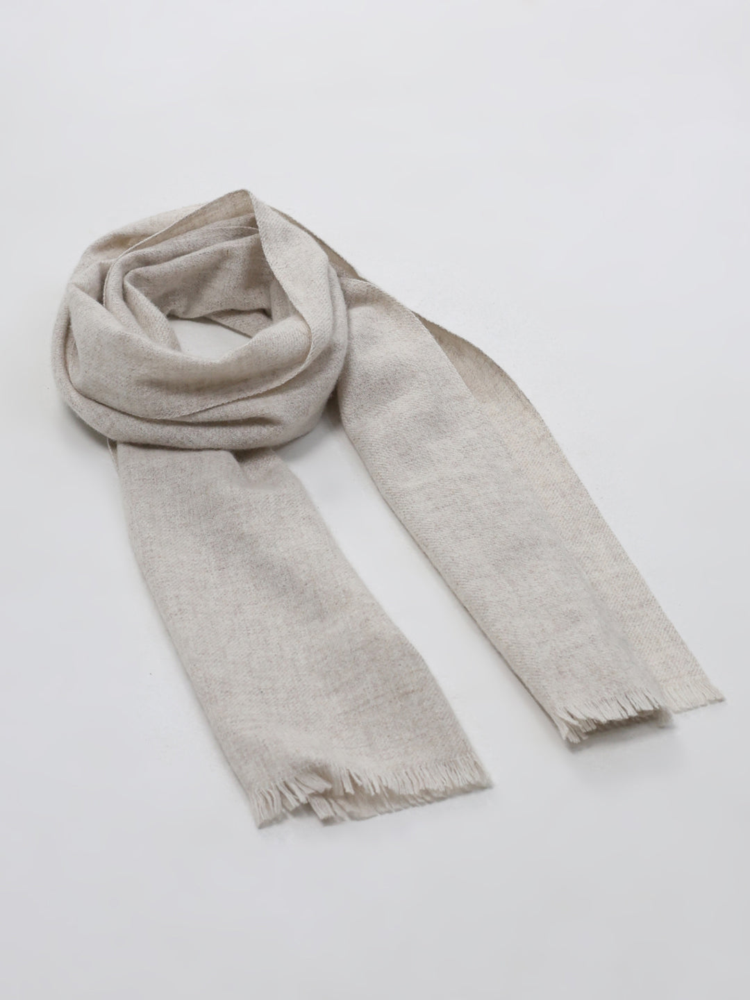 Men White Self Design Wool Blend Muffler
