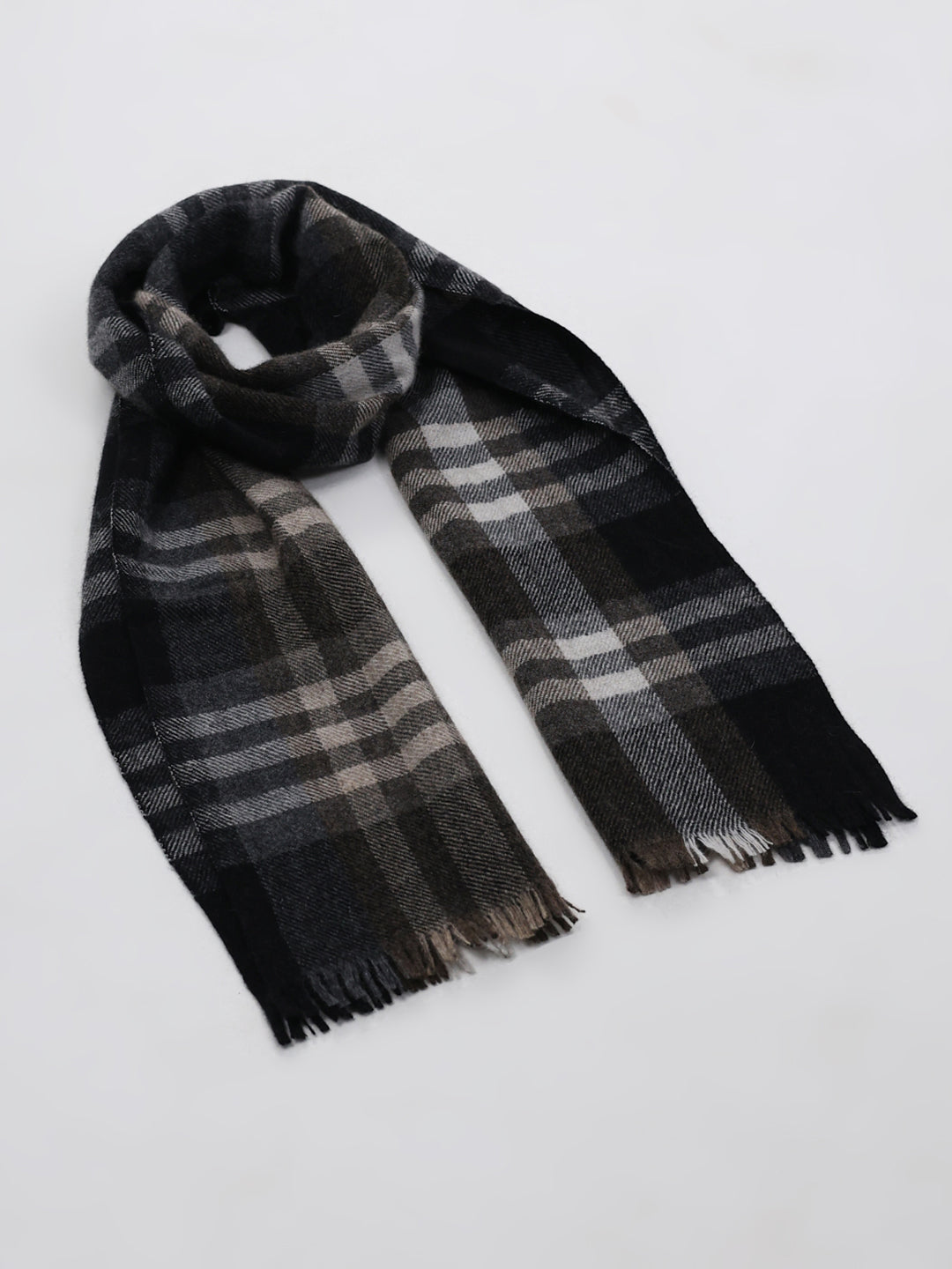 Men Black Self Design Wool Blend Muffler