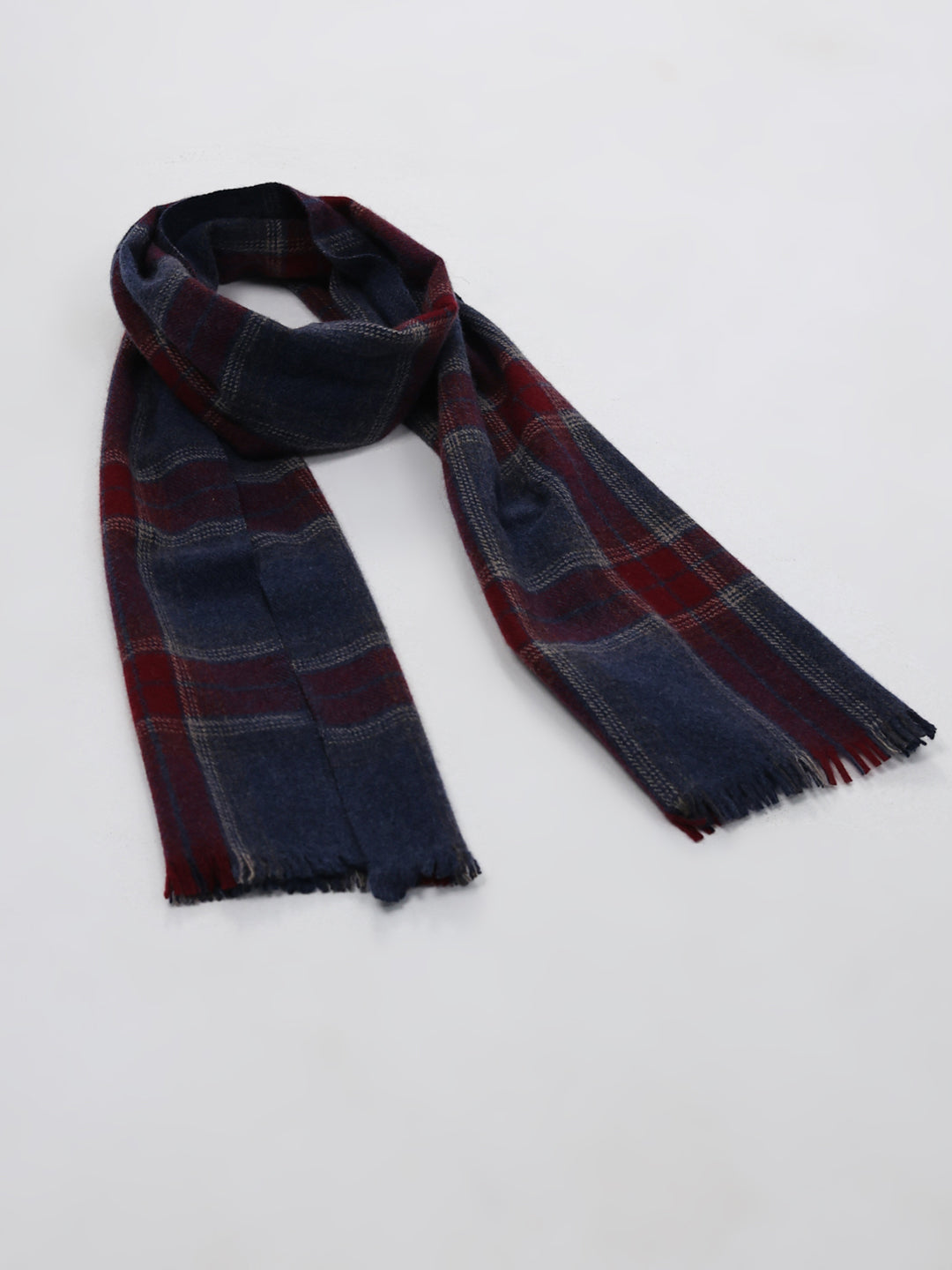 Men Navy Blue Self Design Wool Blend Muffler