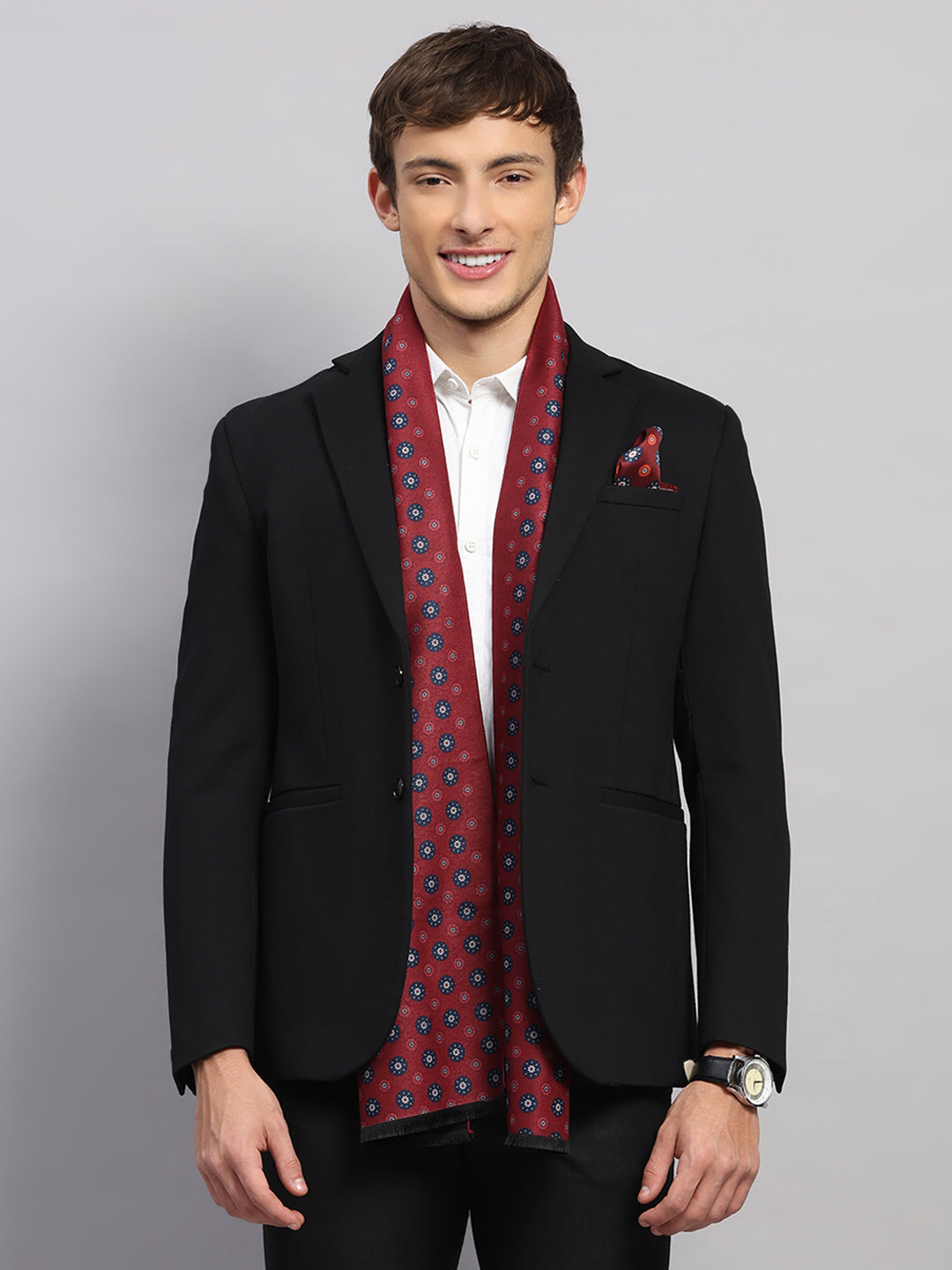 Men Multicolor Self Design Wool Muffler