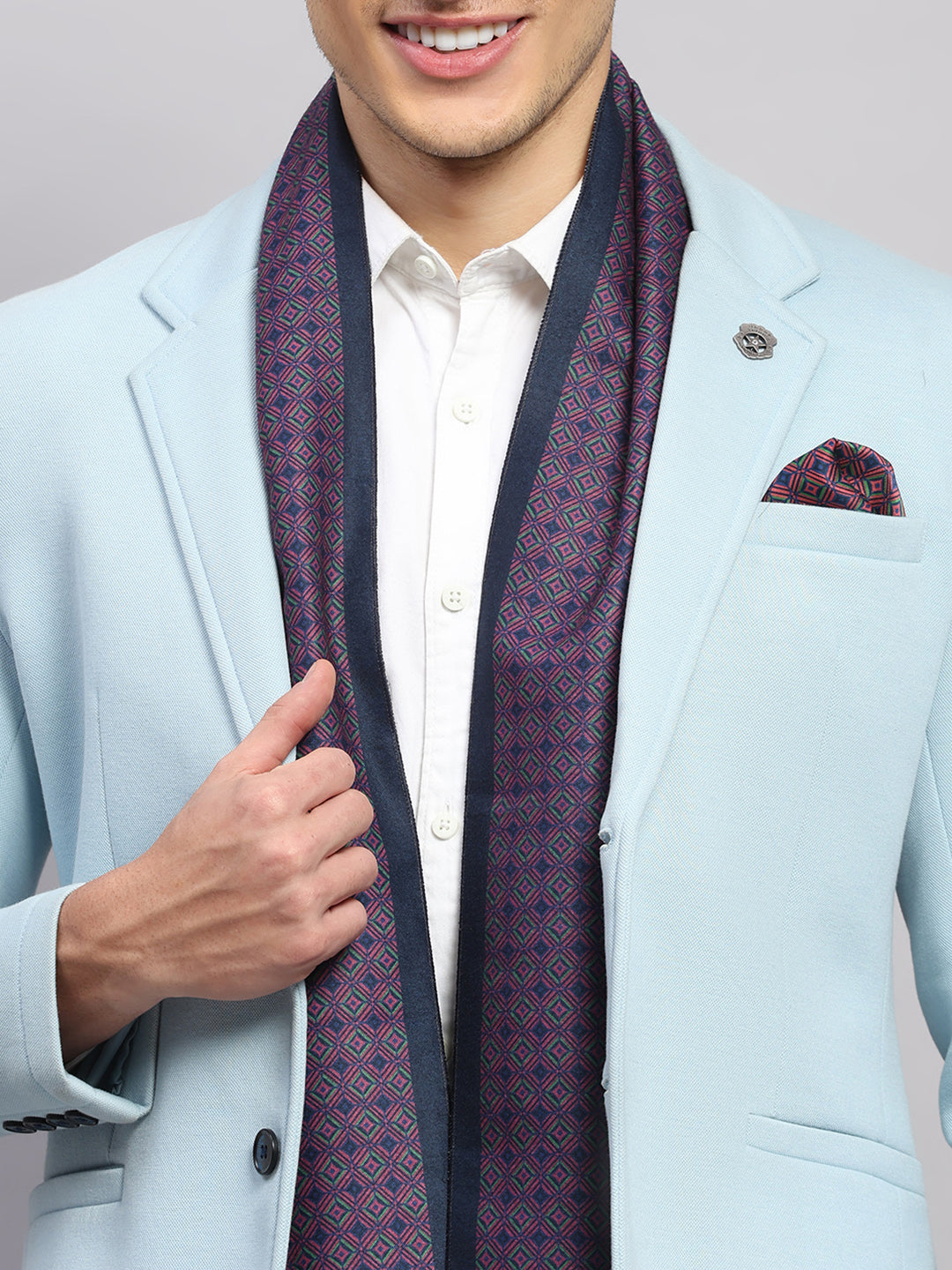 Men Multicolor Self Design Wool Muffler