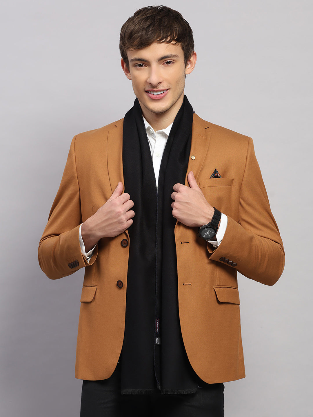 Men Multicolor Self Design Wool Muffler