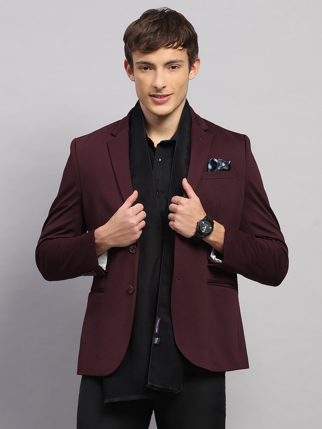 Men Multicolor Self Design Wool Muffler