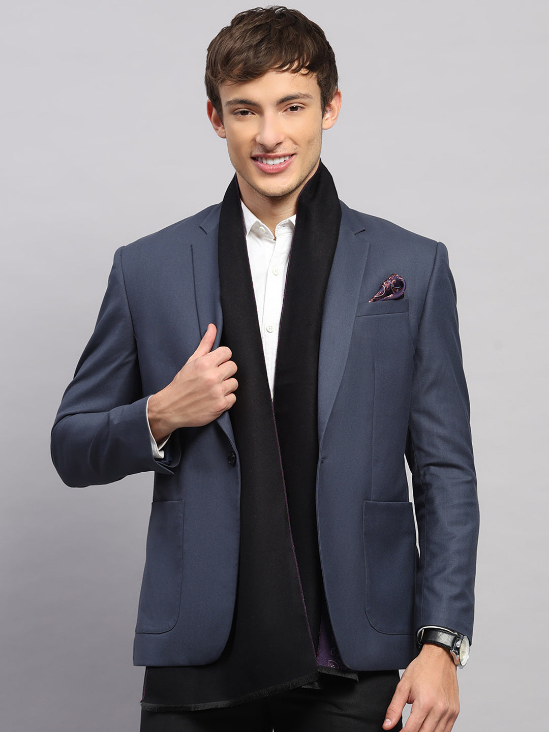 Men Multicolor Self Design Wool Muffler