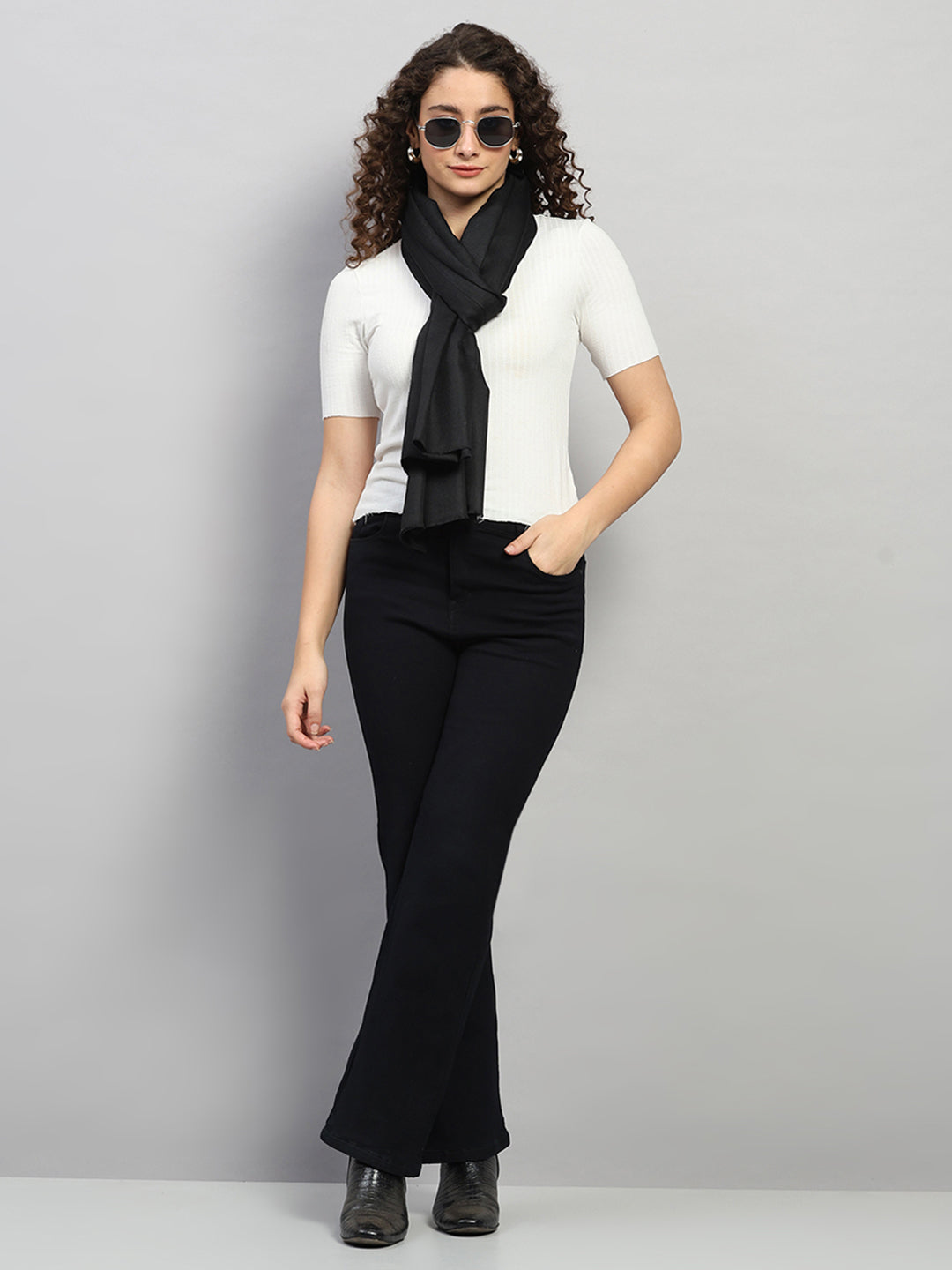 Women Multicolor Self Design Wool Shawl