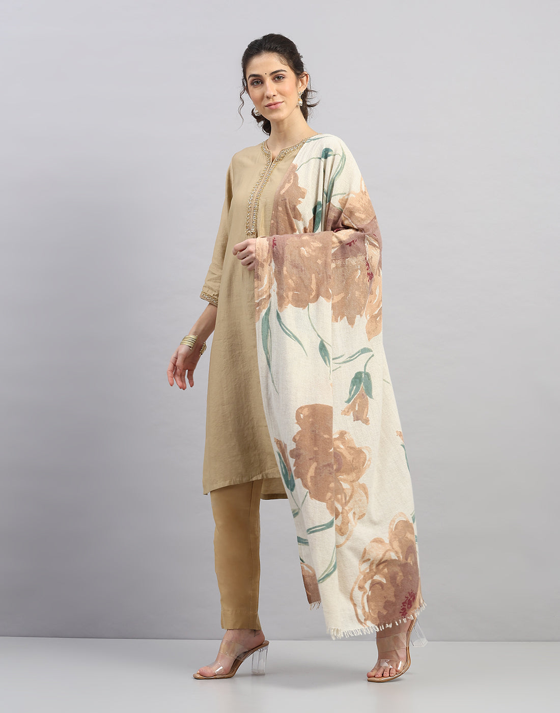 Women Multicolor Self Design Shawl