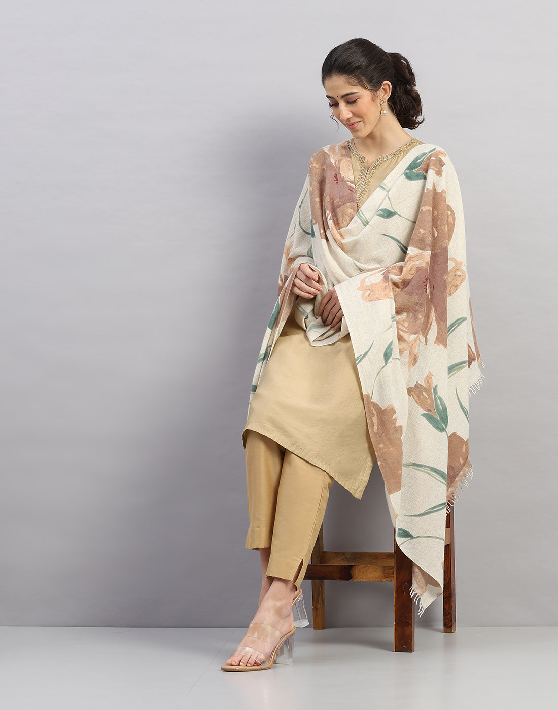 Women Multicolor Self Design Shawl