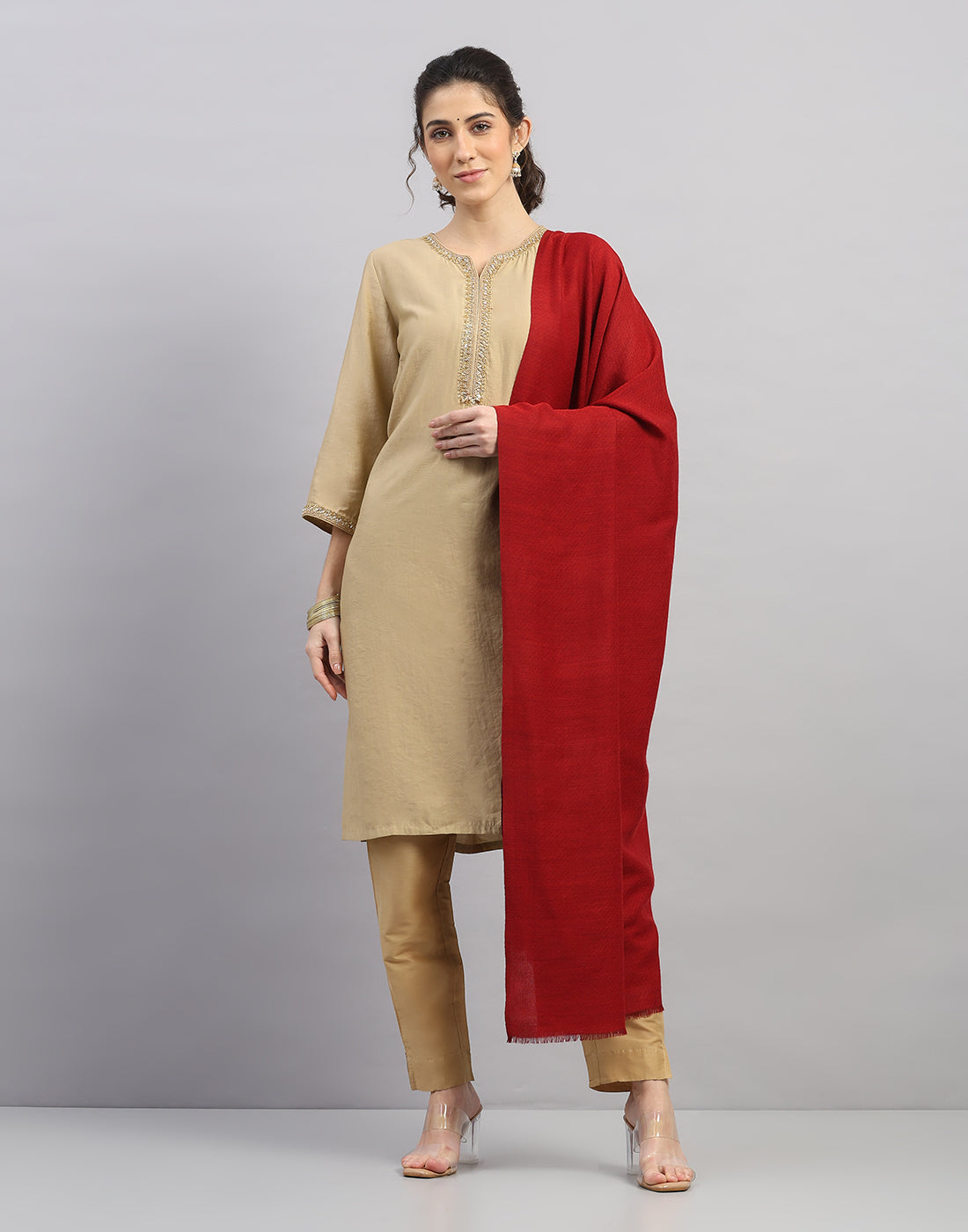 Women Multicolor Self Design Shawl
