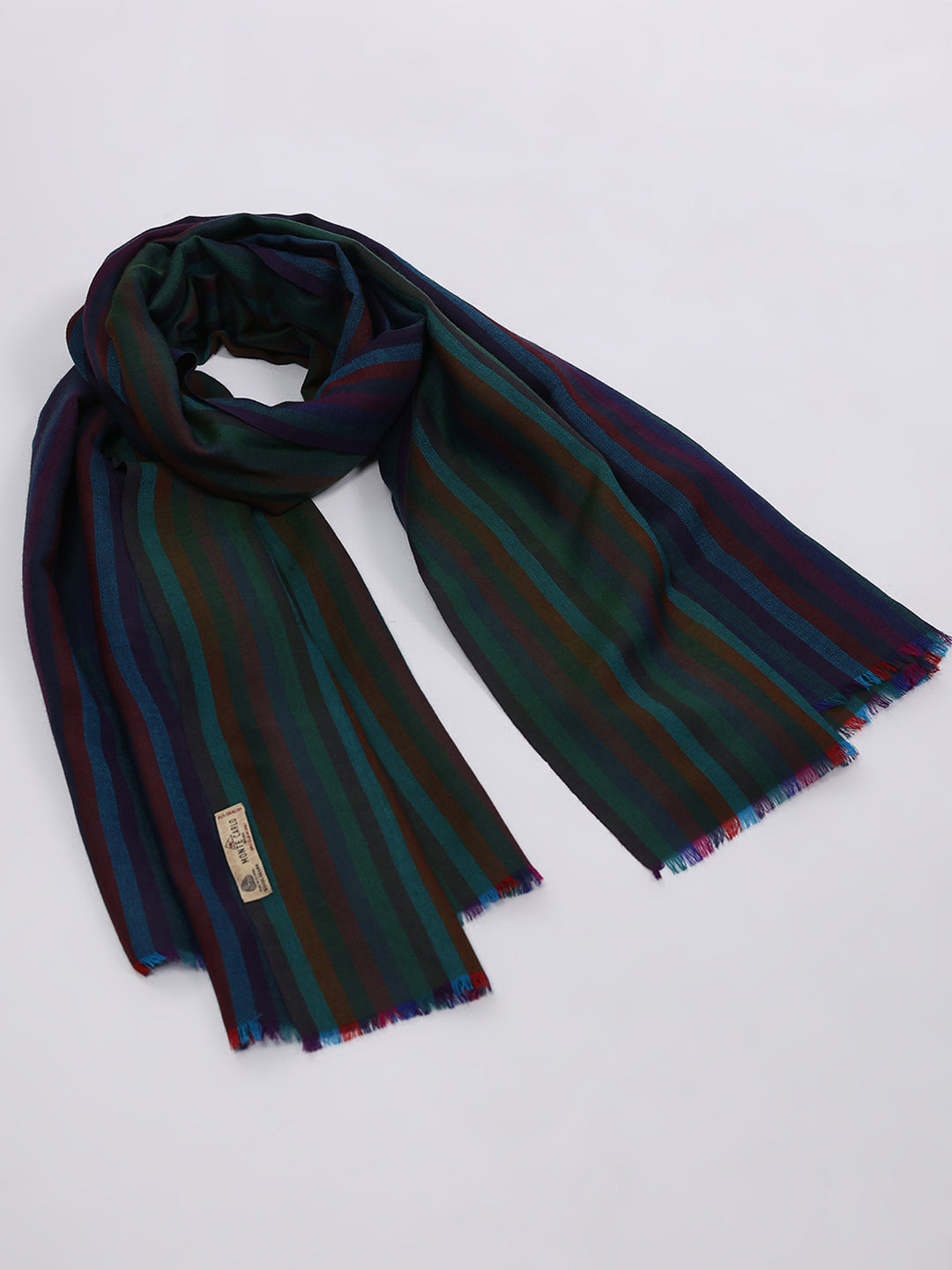 Women Blue Solid Wool Blend Shawl