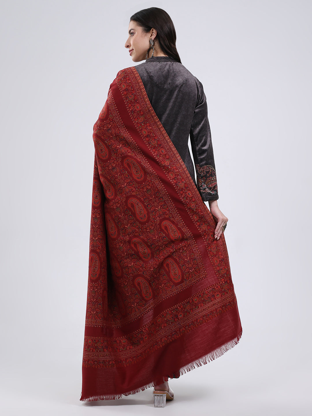 Women Multicolor Self Design Wool Blend Shawl