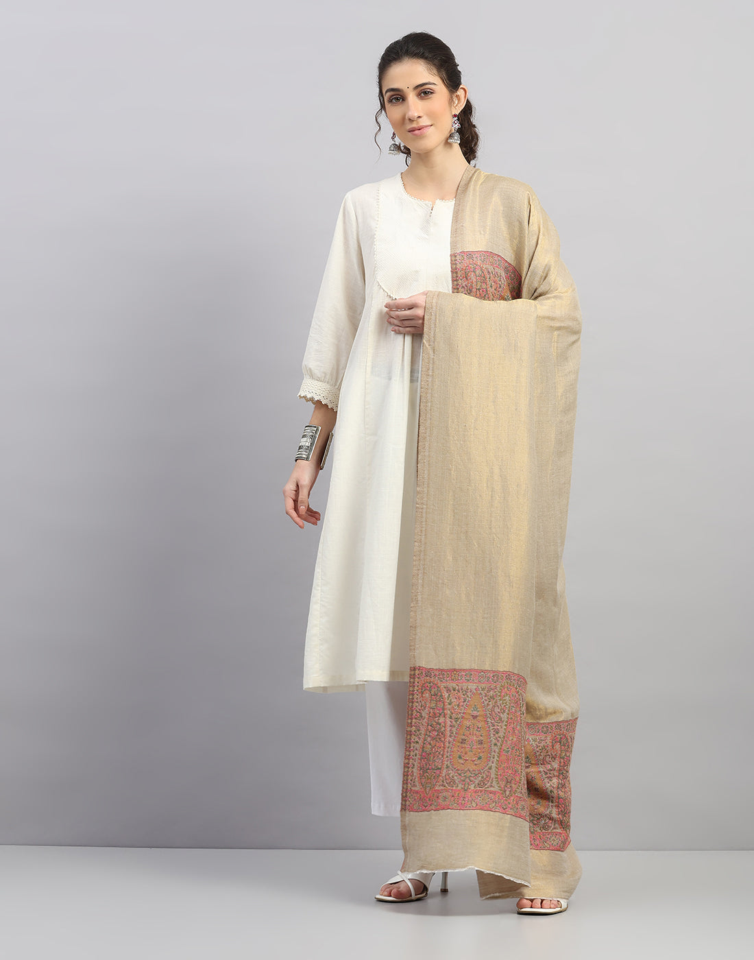 Women Multicolor Self Design Shawl