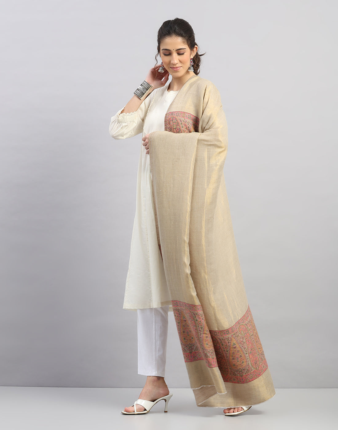 Women Multicolor Self Design Shawl