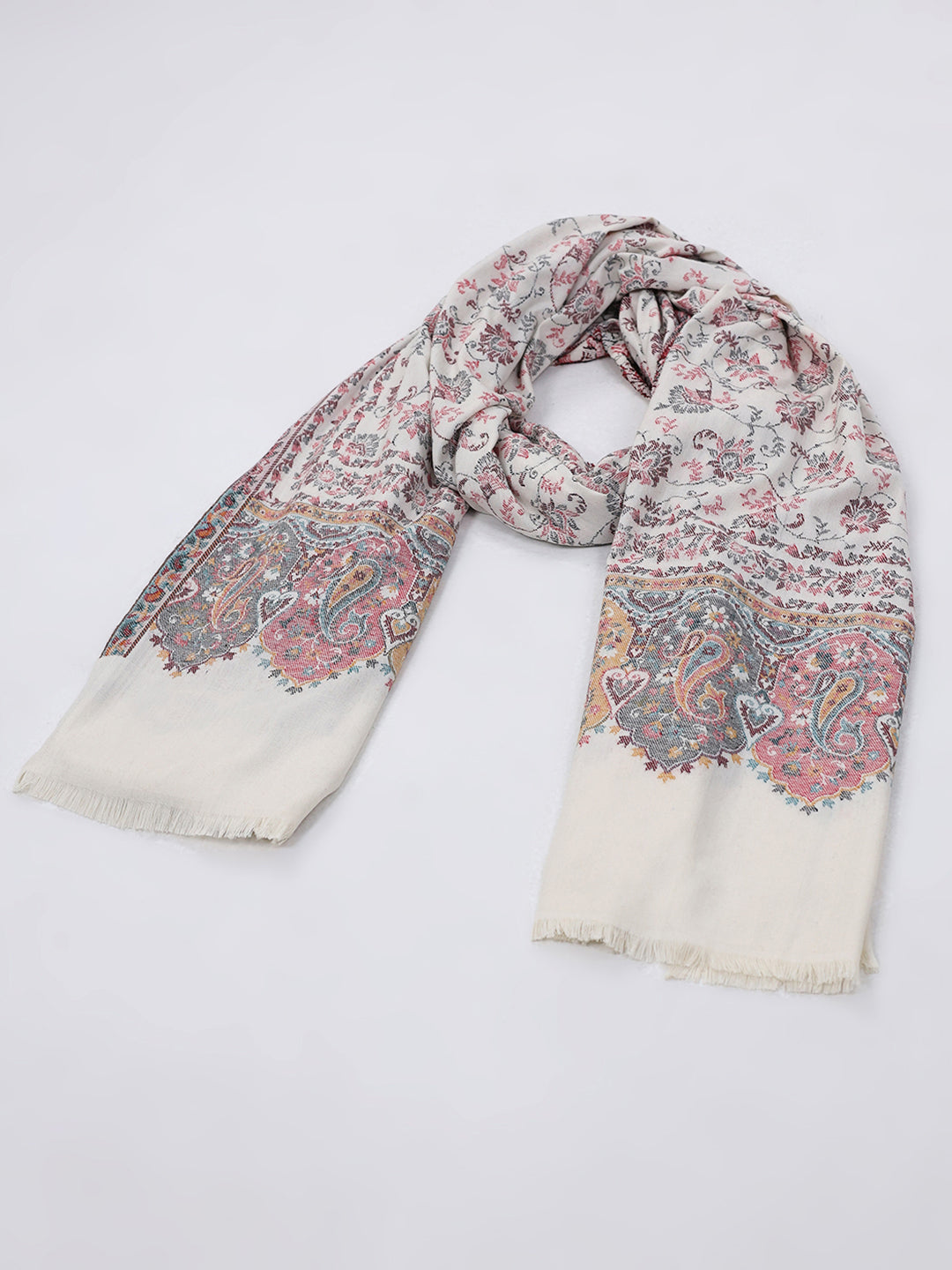 Women Multicolor Self Design Wool Blend Shawl