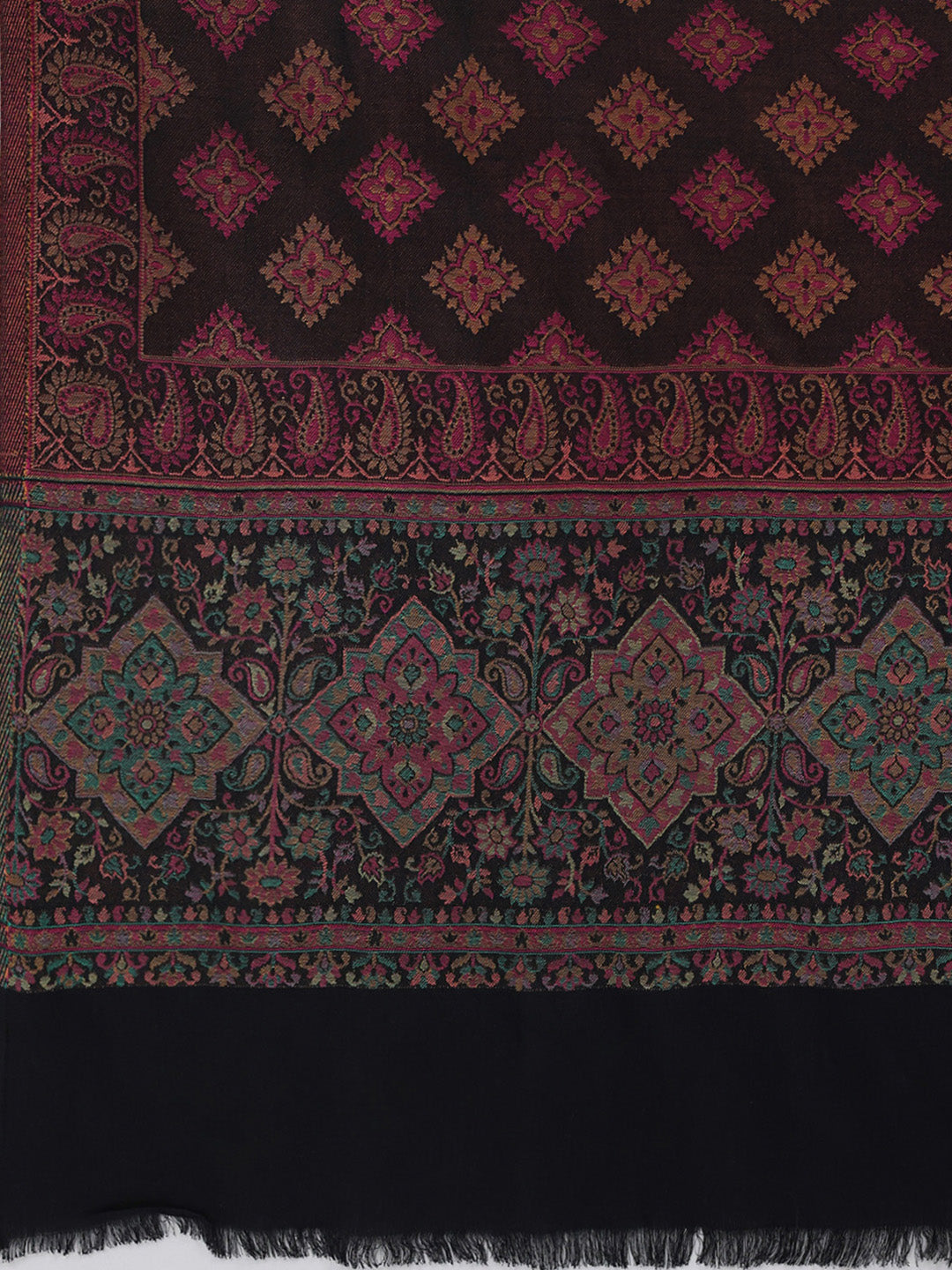 Women Maroon Printed Wool Blend Shawl