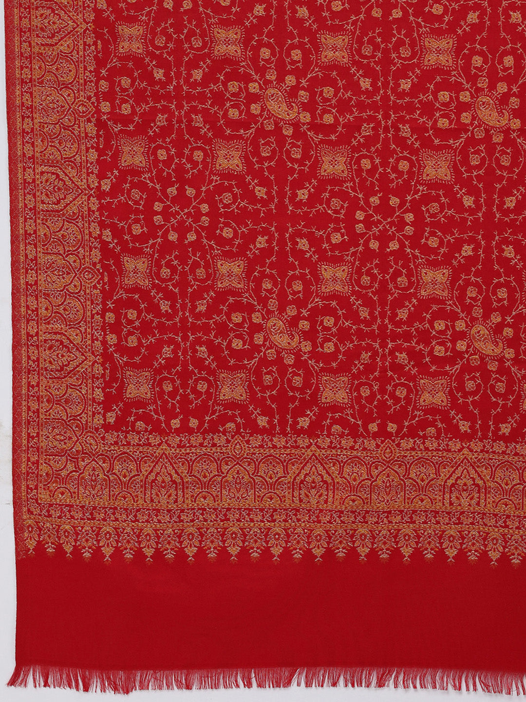 Women Red Printed Wool Blend Shawl