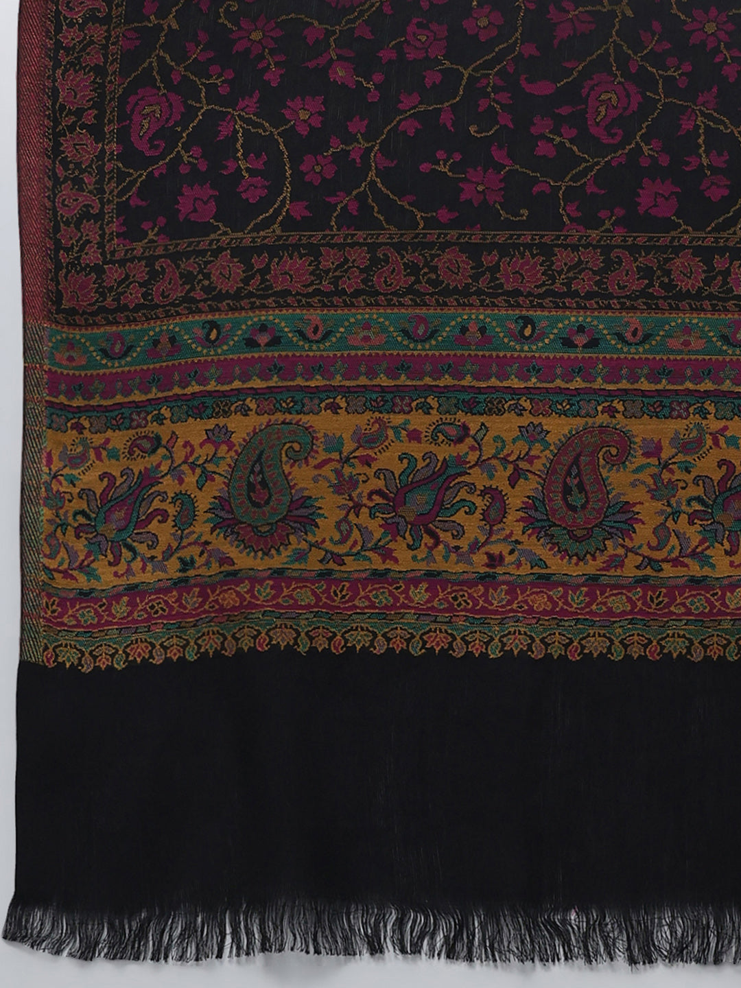 Women Multicolor Self Design Wool Blend Shawl