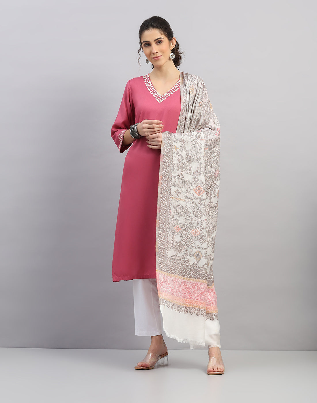 Women Multicolor Self Design Shawl