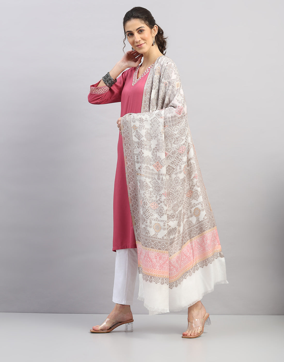 Women Multicolor Self Design Shawl