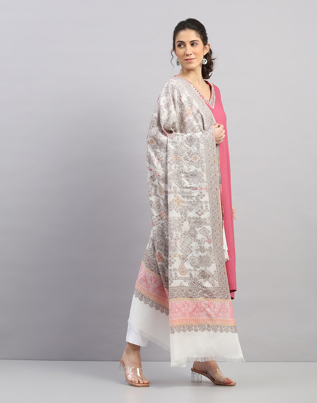 Women Multicolor Self Design Shawl