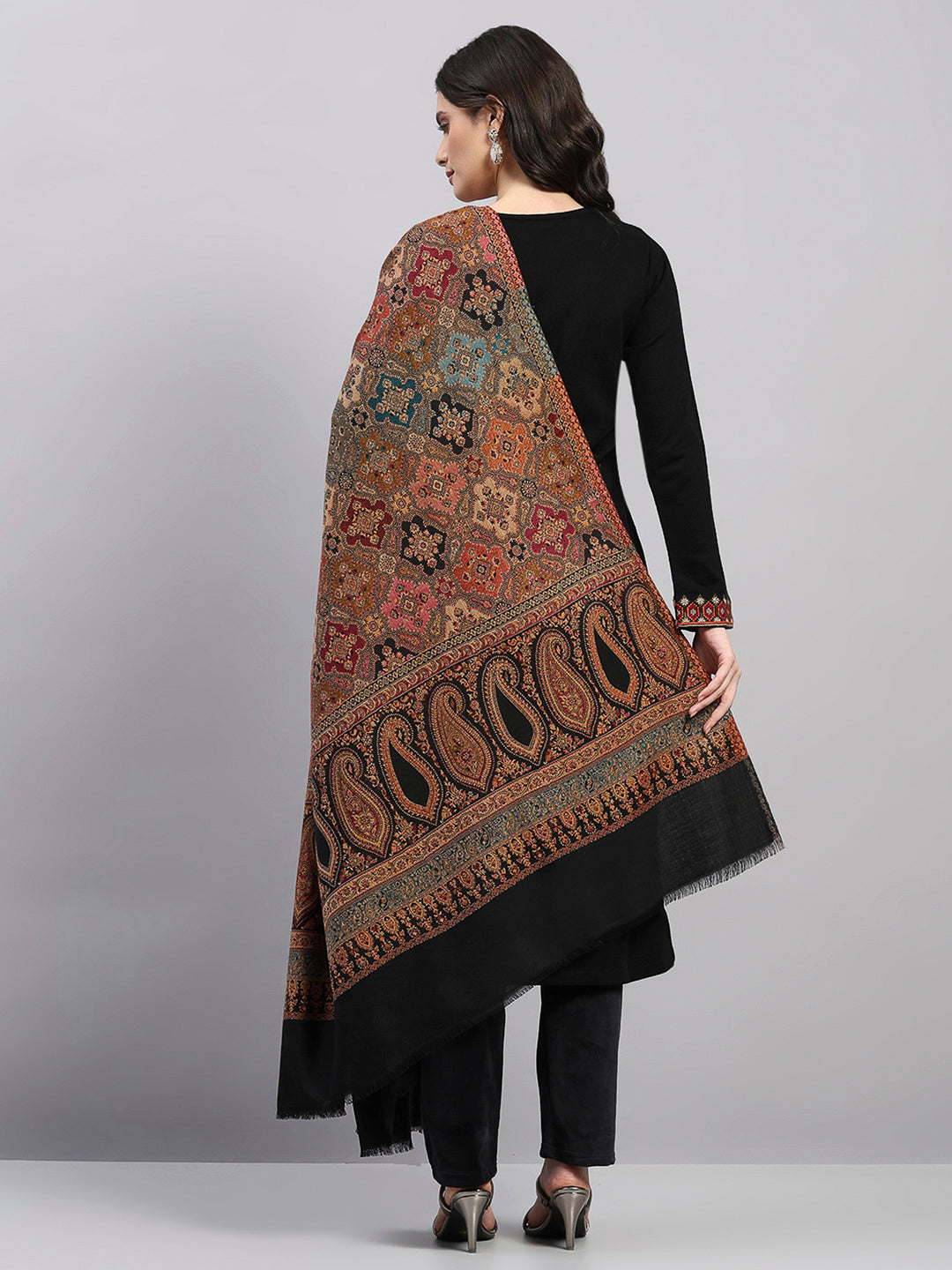 Women Multicolor Printed Wool Blend Shawl