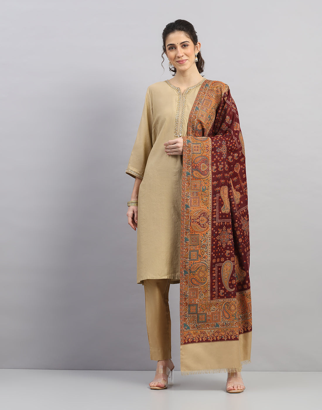 Women Multicolor Self Design Shawl