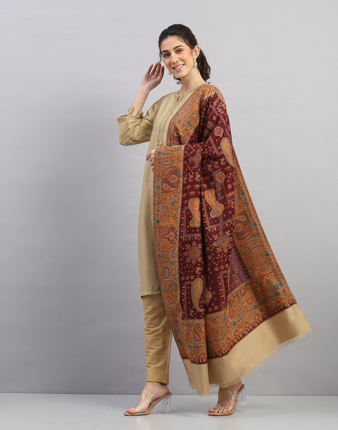Women Multicolor Self Design Shawl