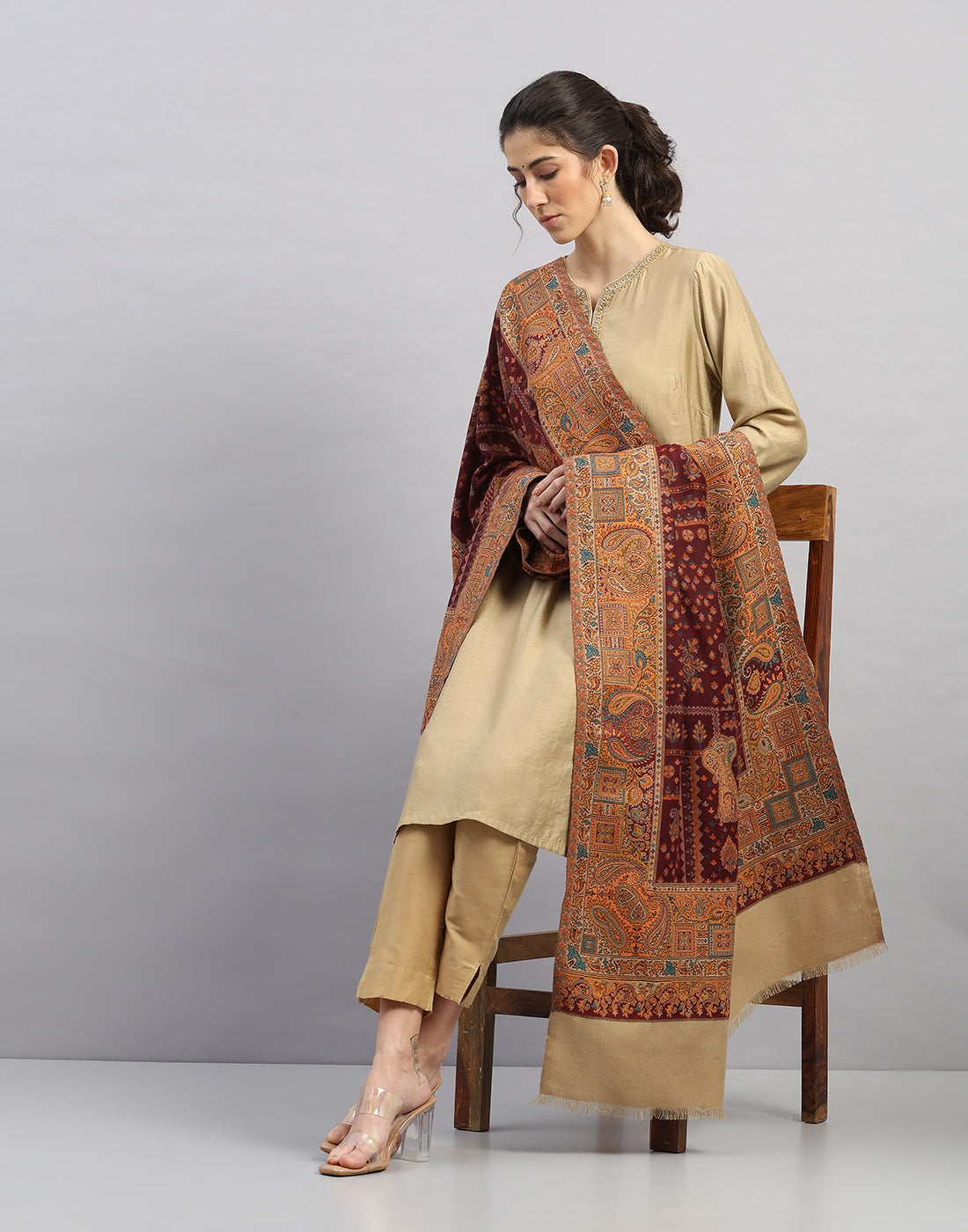 Women Multicolor Self Design Shawl
