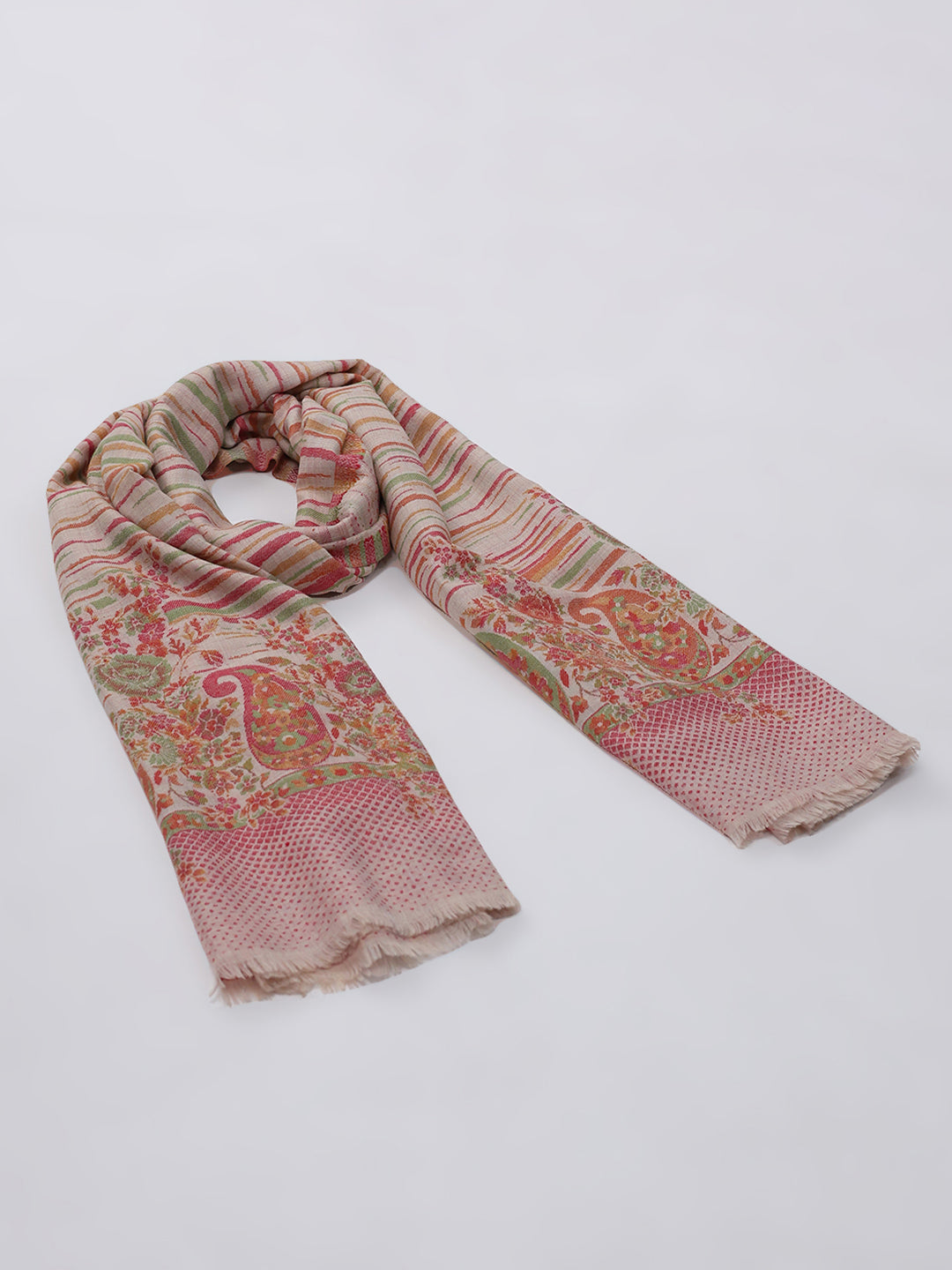 Women Multicolor Self Design Wool Blend Shawl