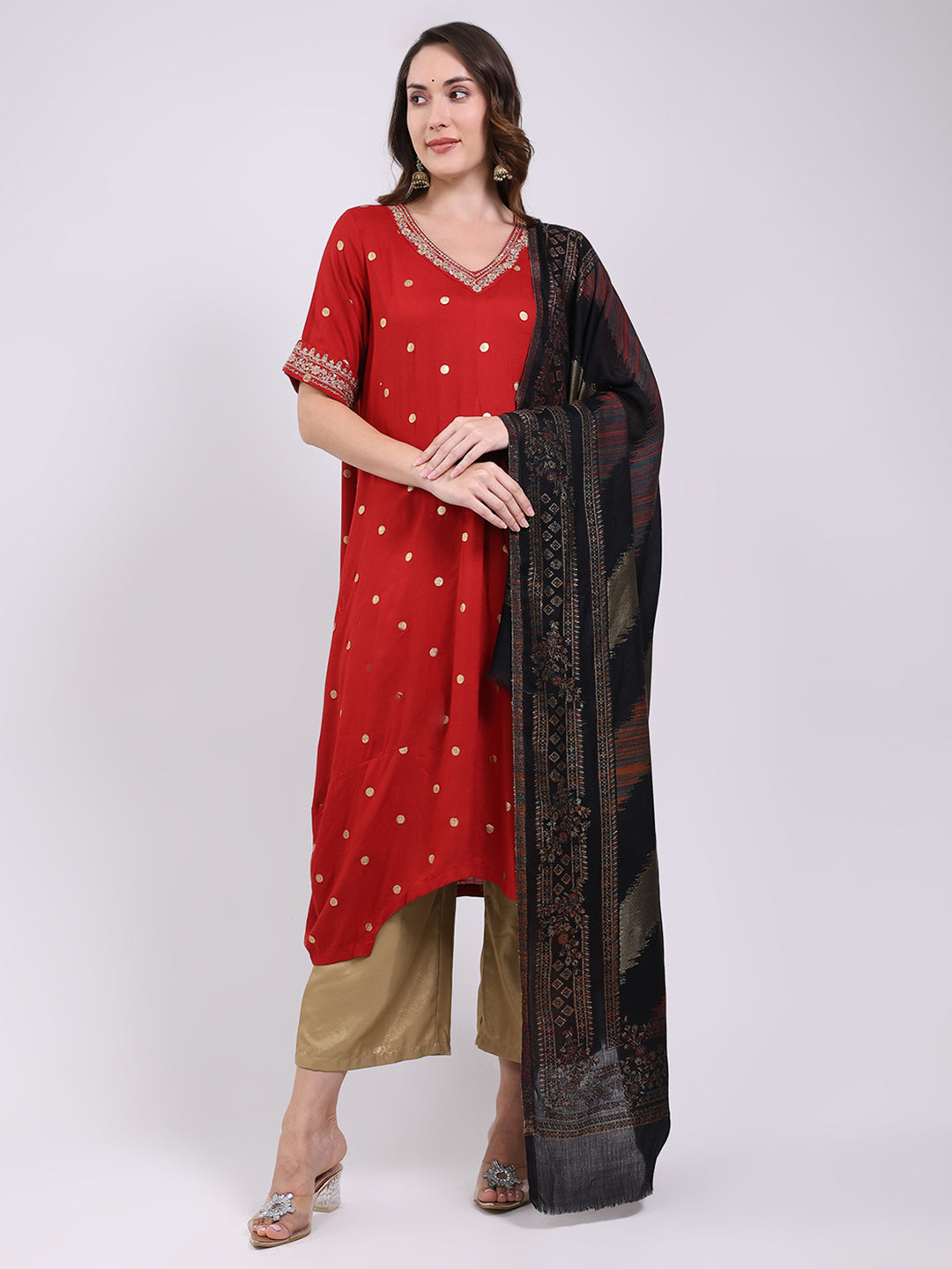 Women Multicolor Printed Wool Blend Shawl