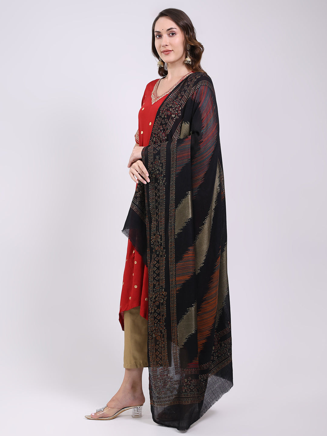 Women Multicolor Printed Wool Blend Shawl