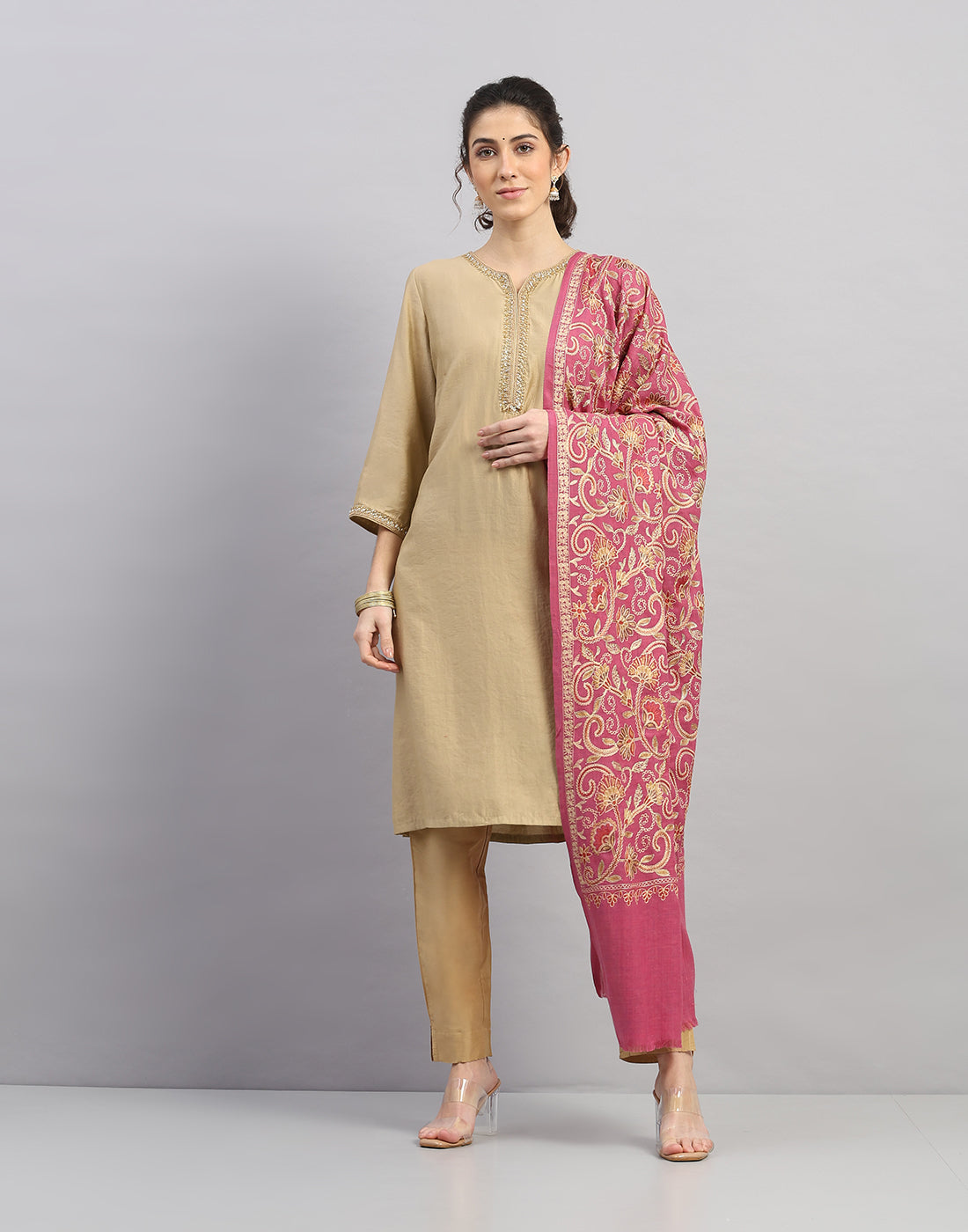 Women Multicolor Self Design Shawl