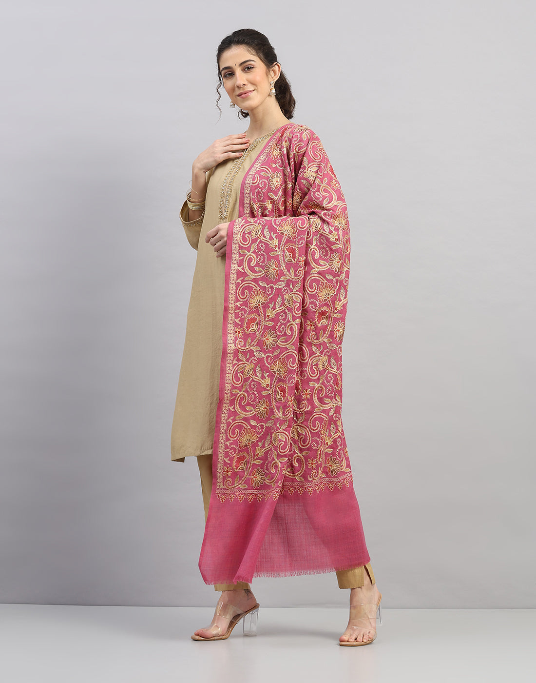 Women Multicolor Self Design Shawl