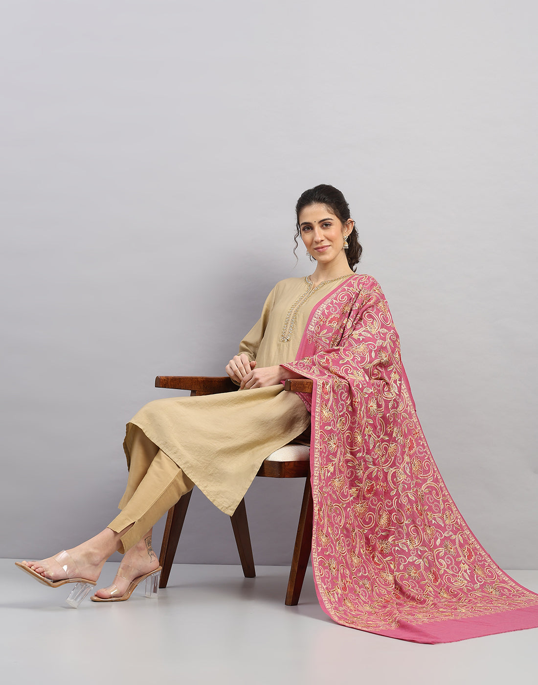 Women Multicolor Self Design Shawl