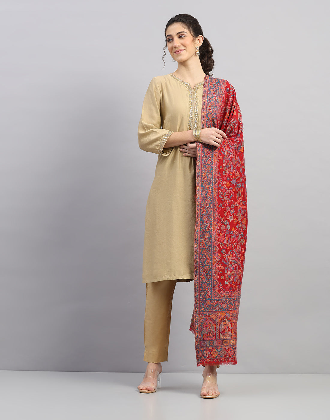 Women Multicolor Self Design Shawl