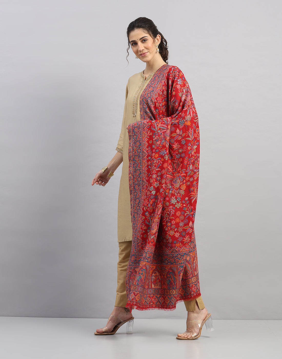 Women Multicolor Self Design Shawl