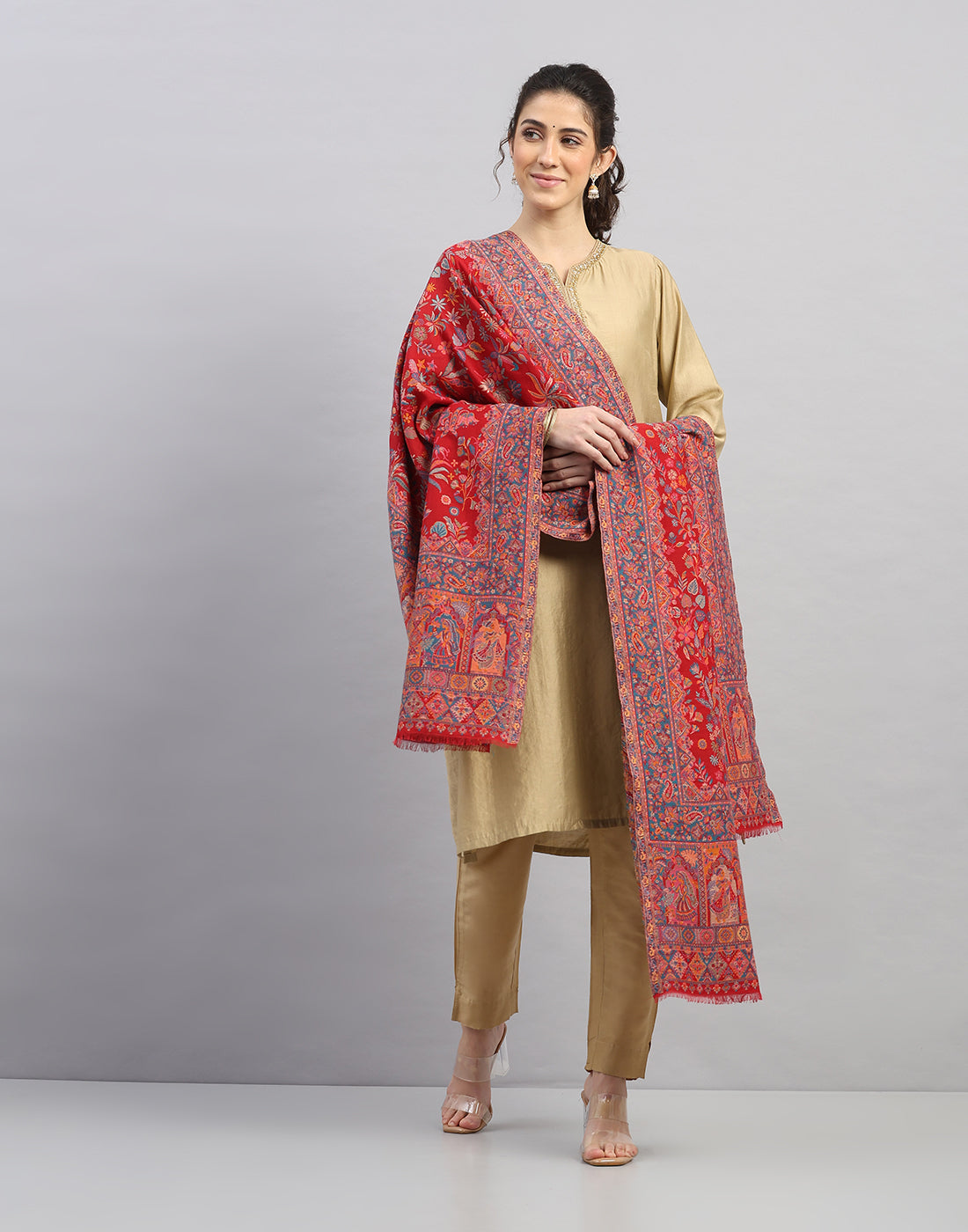 Women Multicolor Self Design Shawl