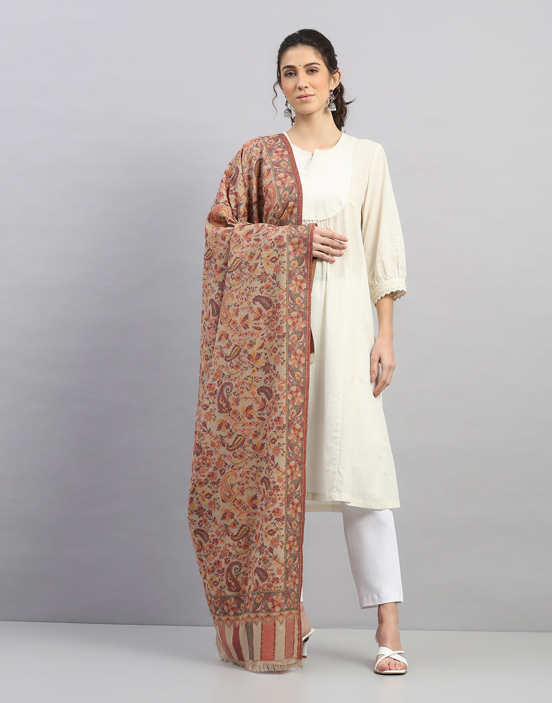 Women Multicolor Self Design Shawl