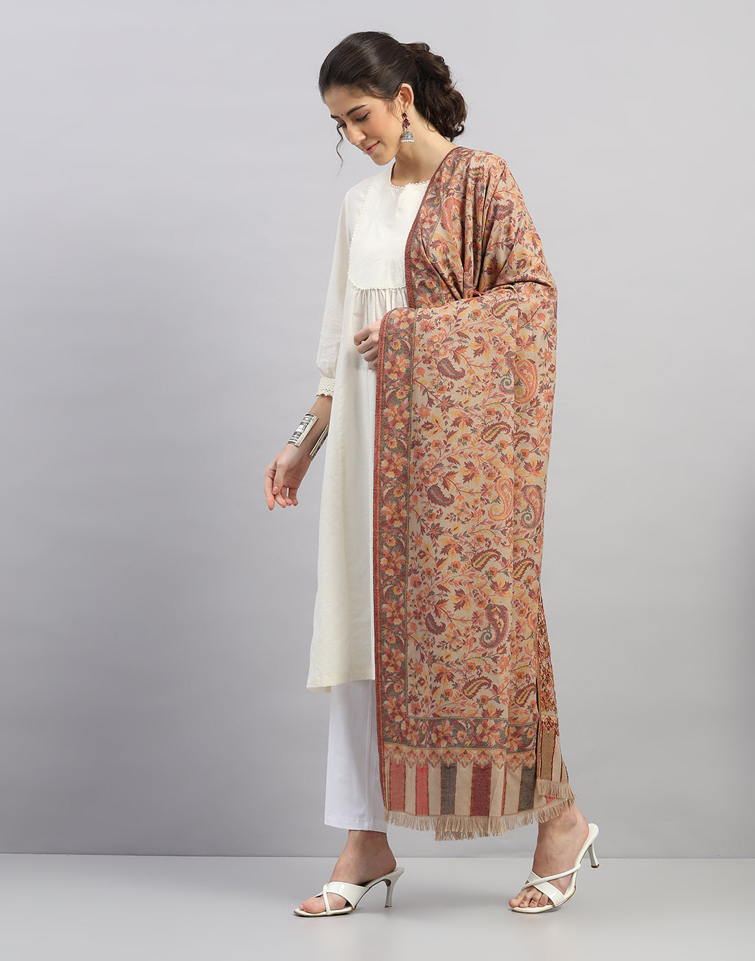 Women Multicolor Self Design Shawl