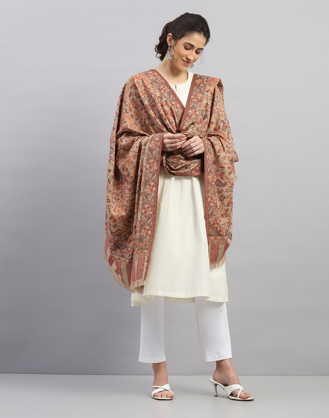Women Multicolor Self Design Shawl