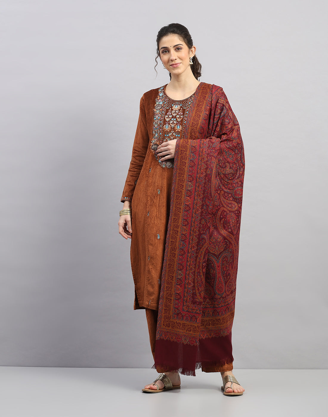 Women Multicolor Self Design Shawl