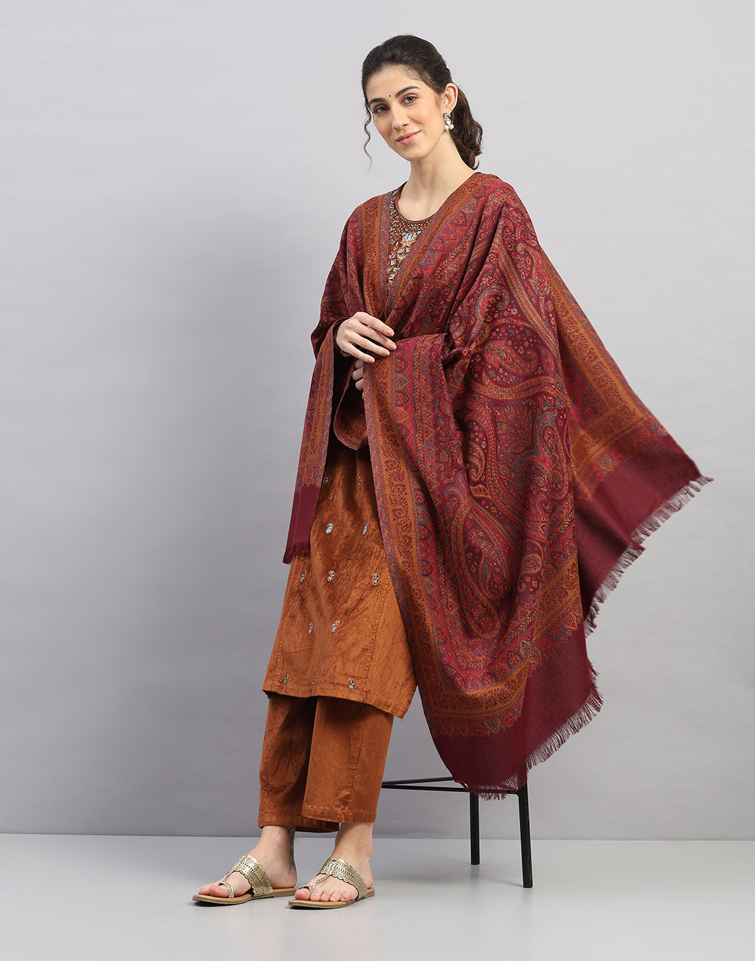 Women Multicolor Self Design Shawl