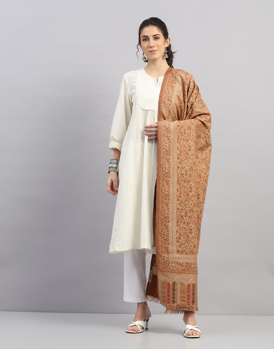Women Multicolor Self Design Shawl