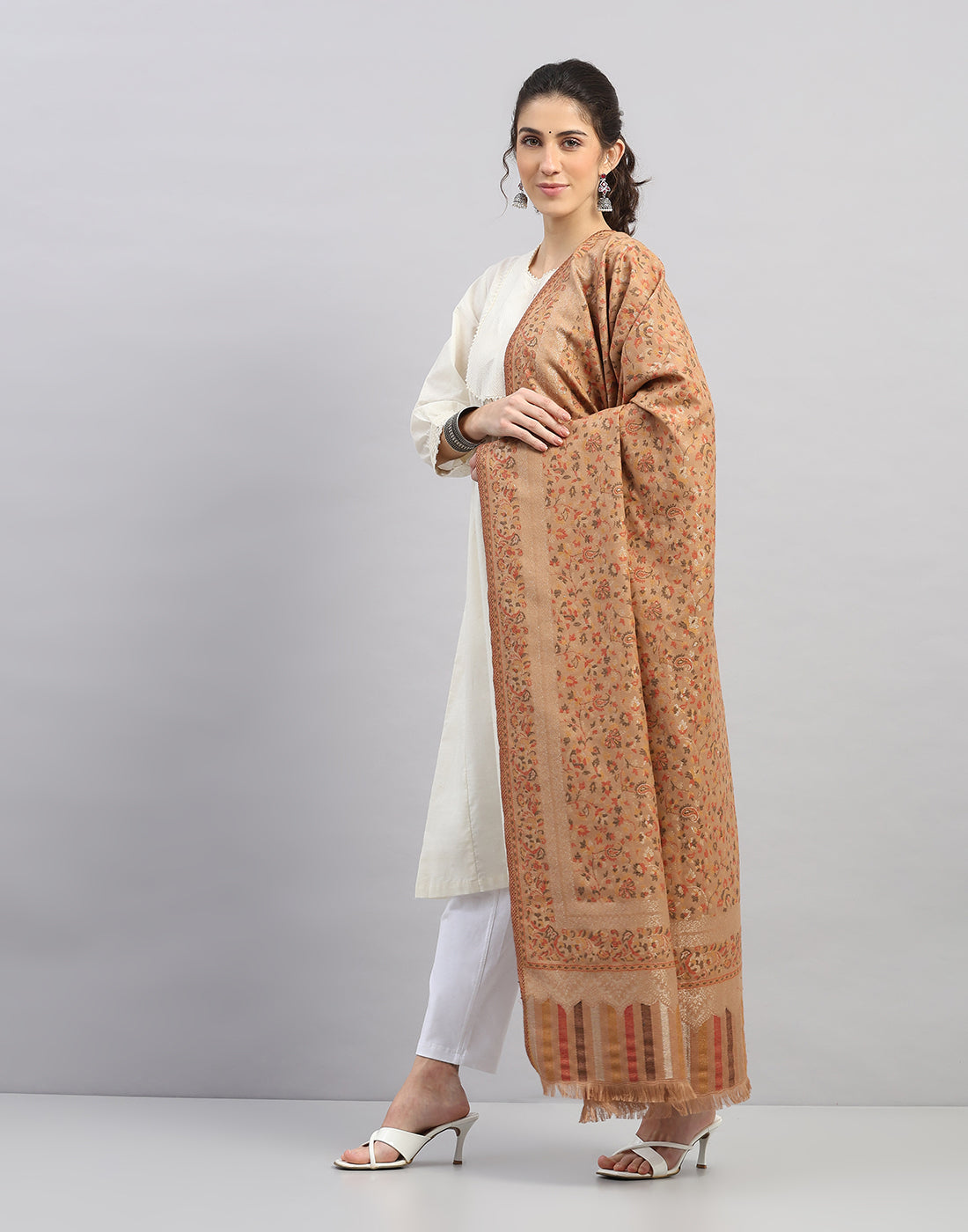 Women Multicolor Self Design Shawl